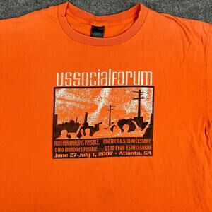 Classic Platinum US Social Forum T-Shirt Men's 2XL Orange Graphic 2007 USA